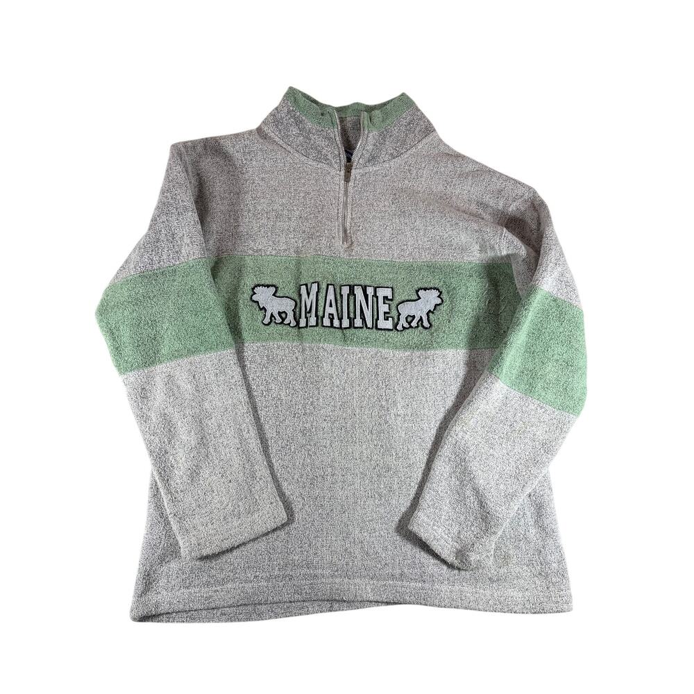 Harrisburg Trading Co Maine Moose‎ Half Zip Pullover Sweater Size Large